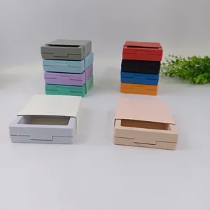Minimalist multi-color PE film floating jewelry boxes stacked in various pastel shades