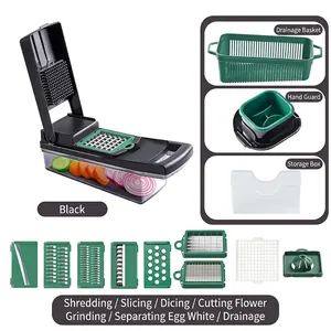 13-piece multifunctional vegetable slicer set with blades and drain basket