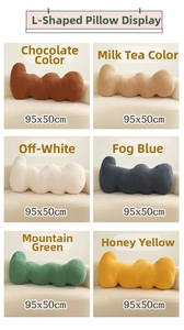 L-shaped boucle fleece pillows in six colors including blue and brown, size 95x50cm