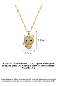Detailed size specifications for the luxury crystal kitten necklace with dimensions