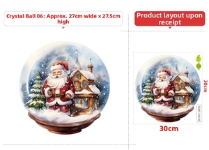 Detail view of Santa Claus snow globe wall decal with festive holiday house and snowflake motifs