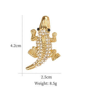 Broche crocodile dorée avec strass scintillants, guide de taille 4,2 cm x 2,5 cm