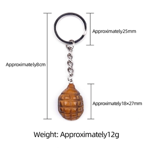 Tiger Eye stone hedgehog keychain accessory with natural brown tiger eye pendant