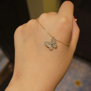 925 silver butterfly necklace with 18K gold plating and pavé cubic zirconia butterfly pendant