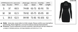 Tableau détaillé des tailles pour robe moulante à manches longues avec mesures en cm