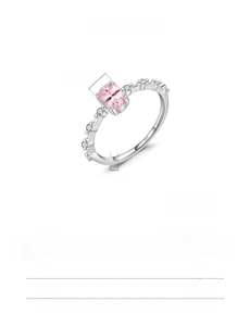 Detailed view of S925 sterling silver ring with 4x6mm oval pink crystal and claw setting