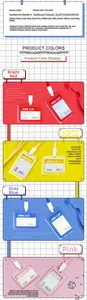 Detailed view of PP plastic ID card holders in red, yellow, blue, and pink colors