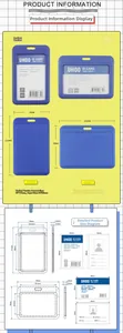 Size chart showing vertical and horizontal ID card holders with detailed dimensions