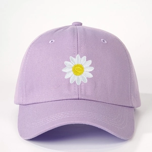 Daisy Embroidered Baseball Cap Adjustable Outdoor Sun Protection Curved Brim Casual Polyester Hat For Women