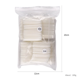 Extra long clear coffin false nails in bulk zipper bag with size numbered labels