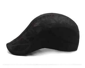 Side view detail of breathable mesh fabric and SPORTS embroidery on quick-dry cap