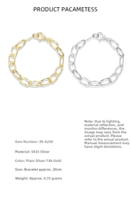 Detail of 925 sterling silver chain bracelets with oval links and lobster clasps