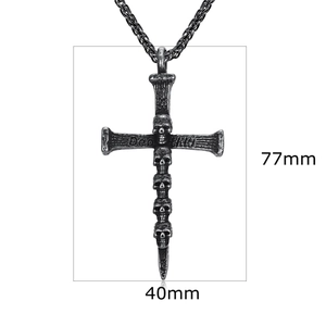 Gothic Skull Cross Pendant Necklace Vintage Stainless Steel Punk Rock Jewelry For Men