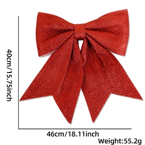 Détail du nœud de Noël rouge à paillettes avec dimensions 40x46cm et info de poids