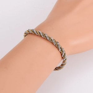 Hip hop two-tone 5mm twist chain bracelet for men in gold and silver finish