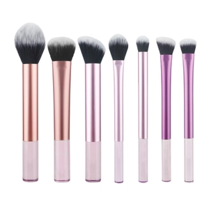 7pcs professional makeup brush set with gradient transparent handles and dual-tone bristles