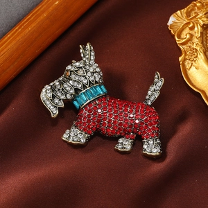 Scottish Terrier Dog Brooch Alloy Rhinestone Animal Pin Vintage Sparkling Jewelry For Women Gift Accessory