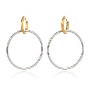 Zweifarbige 18K Gold und Silber Edelstahl Creolen mit ineinandergreifenden Ringen
