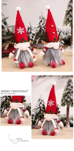 Detail of Christmas gnomes with LED antlers, snowflake embroidery and mini metal bells