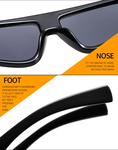 Detail of ergonomic nose pads and temples on oversized black star decoration sunglasses