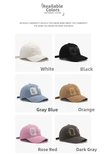 Distressed baseball caps in six colors showing worn-out details and soft crown design