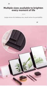 Detail showing various sizes of portable folding HD desktop makeup mirrors
