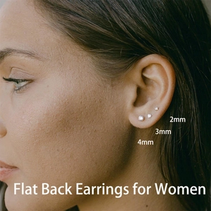 Flat back S925 sterling silver stud earrings with cubic zirconia in 2mm 3mm and 4mm sizes