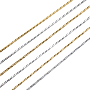 Adjustable 45cm titanium steel box chain necklace in gold and silver finishes