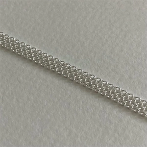 Minimalist 925 sterling silver woven lace mesh bracelet with a sleek metallic finish