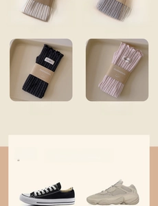 Vertical ribbed knit crew socks with ruffled cuffs in cream, gray, and baby pink colors
