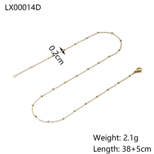 Detail of gold beaded snake chain with 0.2cm beads and 38+5cm adjustable length