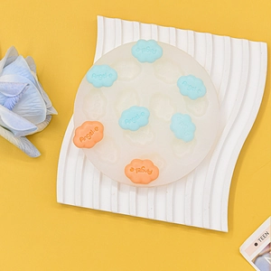 Round silicone mold for 3D cloud shapes with Angel.e text for DIY clay and resin crafts