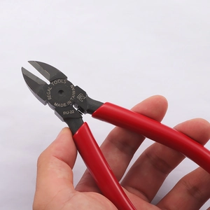 Regal Tools RU-22 precision diagonal side cutters with red handles held in hand