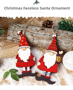 Detailed macro view of wooden Christmas gnome ornaments with stars and lantern details