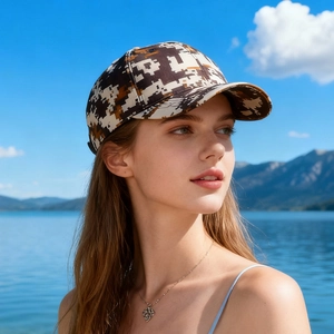 Digital camouflage baseball cap with sun protection for outdoor activities