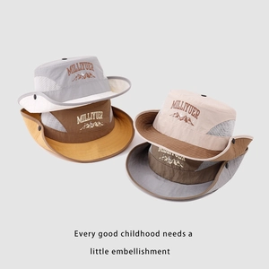 Kids outdoor breathable sun hats with side mesh and packable brim for ages 3-8