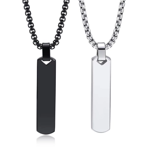 Bar Pendant Necklace Stainless Steel Geometric Rectangular Vertical Minimalist Jewelry For Men Women Simple Style