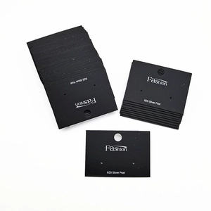 Matte black earring display cards with Fashion 925 Silver Post text for jewelry packaging