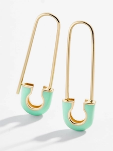 Creative Safety Pin Earrings 18k Gold Plated Alloy Enamel Drip Glue Bohemian Style Fashion Jewelry Women