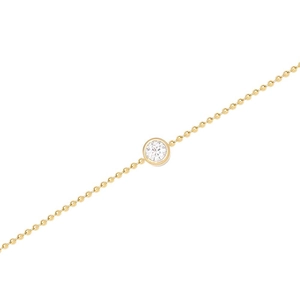 Bracelet chaîne à billes plaqué or 18K avec un diamant blanc scintillant serti clos