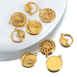 Golden celestial sun moon and star charms for DIY necklace and jewelry making