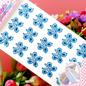 Detailed blue crystal flower stickers for DIY craft and kids party makeup decoration
