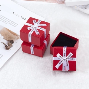 Jewelry Gift Box Packaging Case With Ribbon Bow For Necklace Earring Ring Bracelet Storage PE Film Suspension Display Organizer