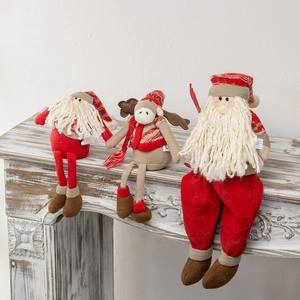 Christmas Plush Ornaments Santa Claus Reindeer Snowman Knitted Fabric Standing Sitting Dolls Holiday Festive Home Decor Decorations
