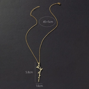 Golden stainless steel necklace featuring December birth flower pendant and fine link chain