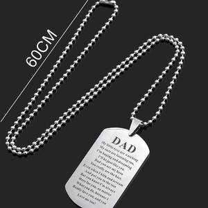Polished stainless steel men's military tag necklace with 60cm chain and engraved poem