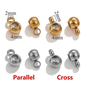 Gold and silver stainless steel slider beads with 4mm hole for jewelry making
