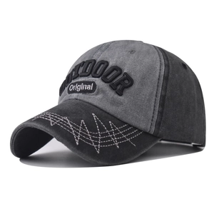 Washed Cotton Baseball Cap Outdoor Vintage Distressed Embroidery Sun Hat Adjustable Unisex Retro Streetwear