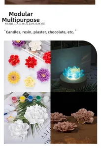 Détail du moule en silicone pour bougies roses montrant divers résultats de bricolage