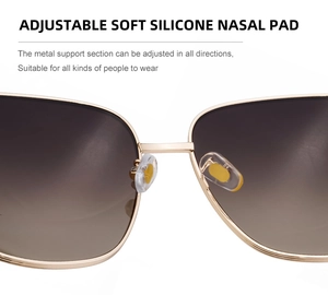 Detailansicht der verstellbaren weichen Silikon-Nasenpads und Metallbügel der Sonnenbrille
